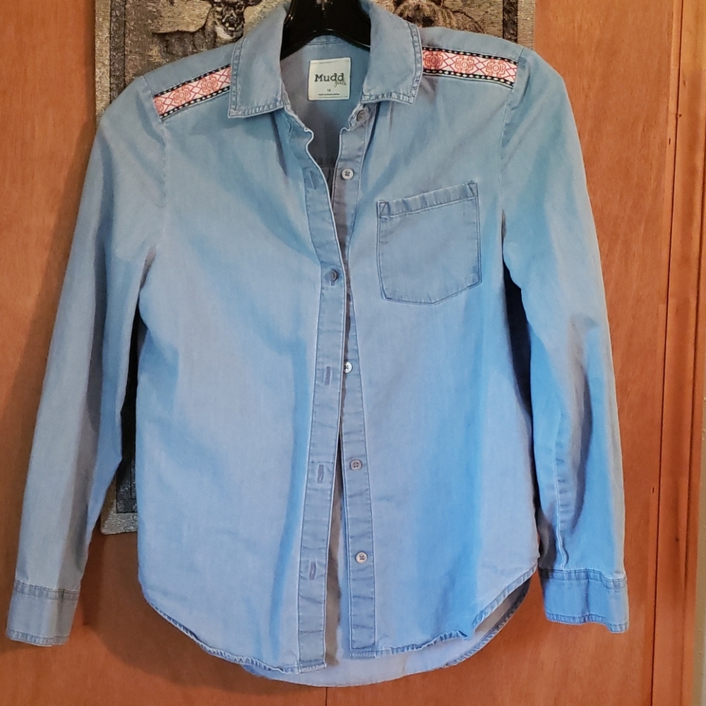 Mudd girl size 14 cotton denim shirt